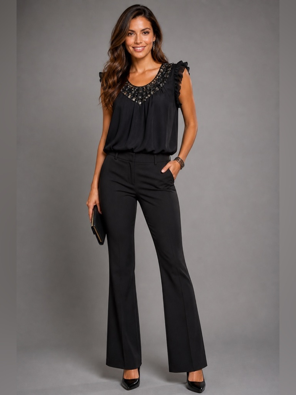 Express Editor Black Dress Pants | Wide Leg Stretch Career Trousers Women 12R